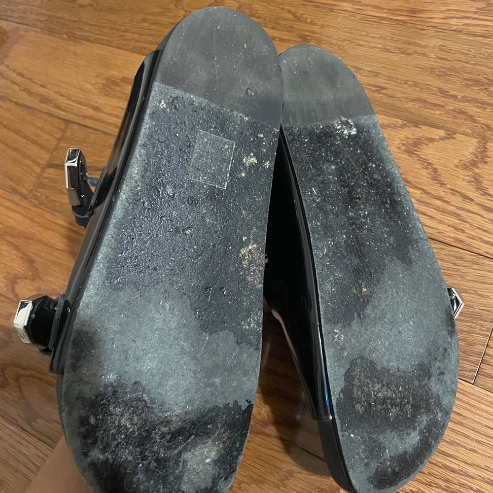 IRO Black Holographic Double Buckle Slide Sandals - Picture 3 of 3